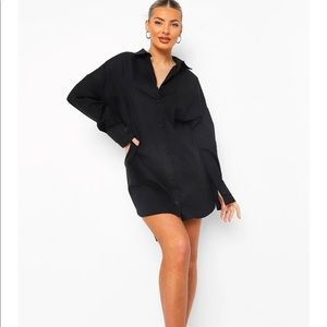 BooHoo Cotton Double Cuff Oversized Shirt Dress